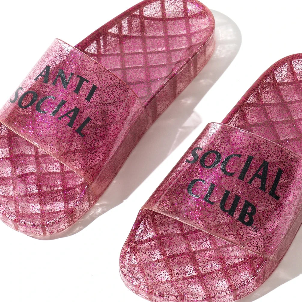 Anti Social Social Club Everything Glitters At The Beginning Pink Slides