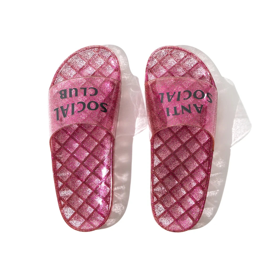 Anti Social Social Club Everything Glitters At The Beginning Pink Slides